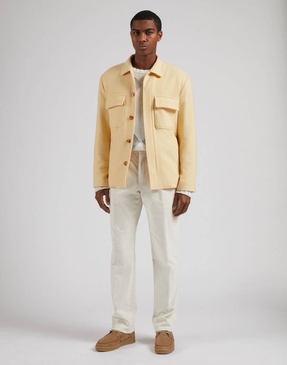 Lardini Giacca camicia gialla in panno lana e cashmere Italia