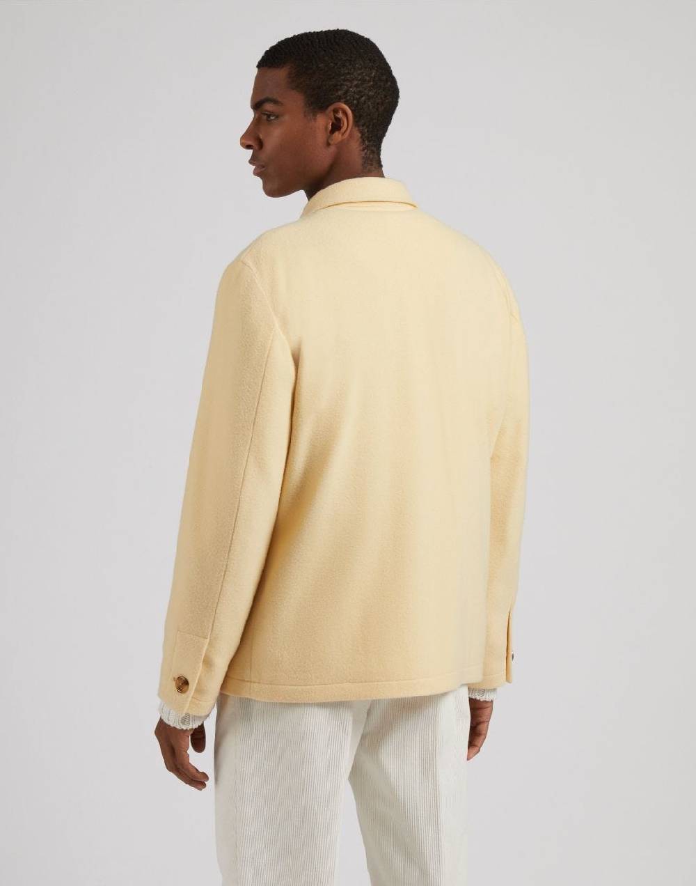 Lardini Giacca camicia gialla in panno lana e cashmere Italia
