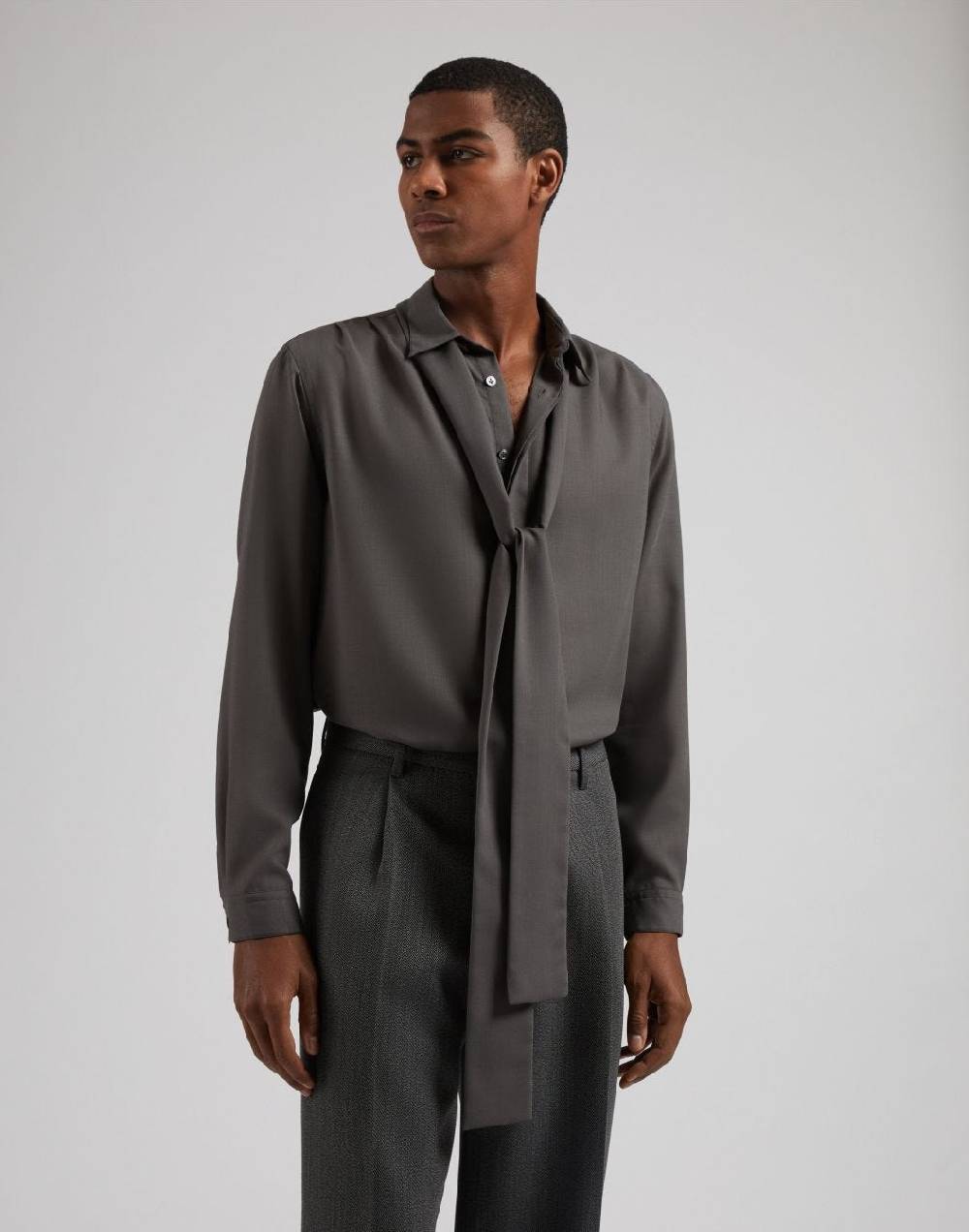 Lardini Camicia ampia attitude in tessuto vaiella grigio 50% di sconto per tempo limitato