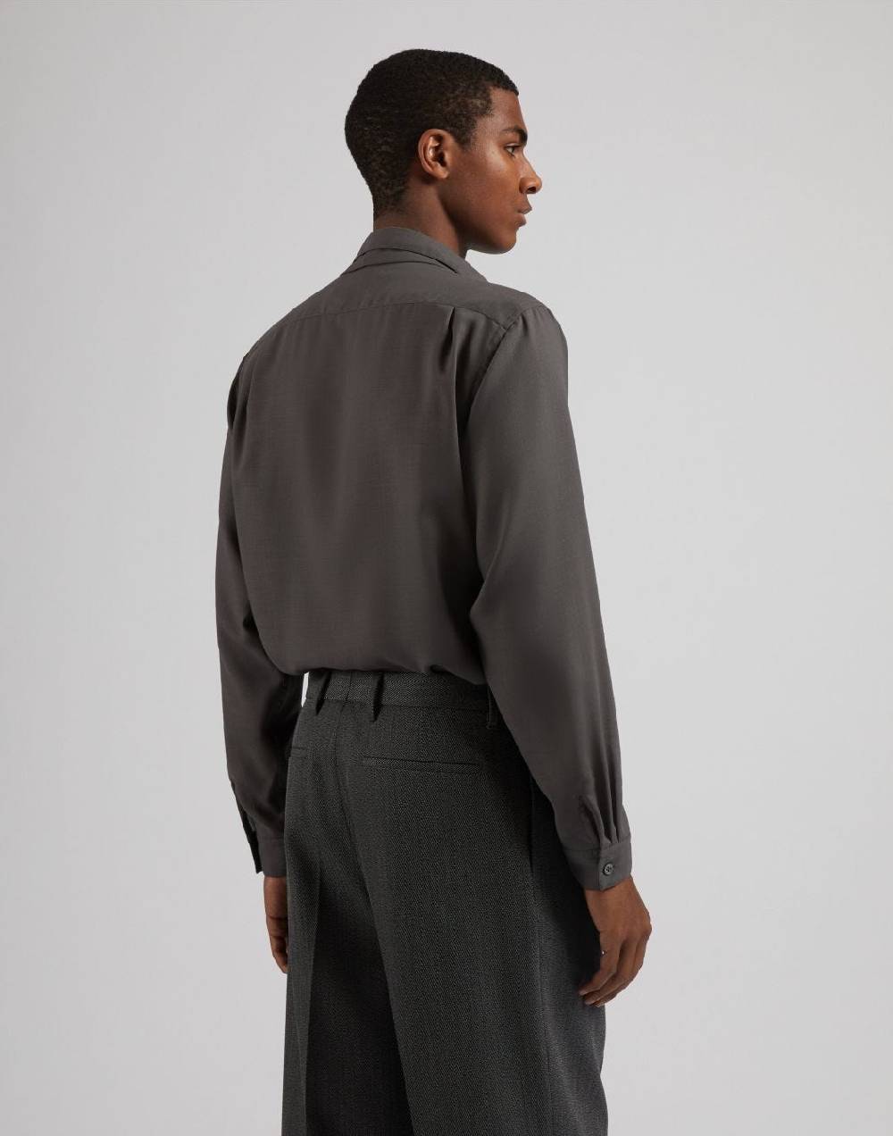 Lardini Camicia ampia attitude in tessuto vaiella grigio 50% di sconto per tempo limitato