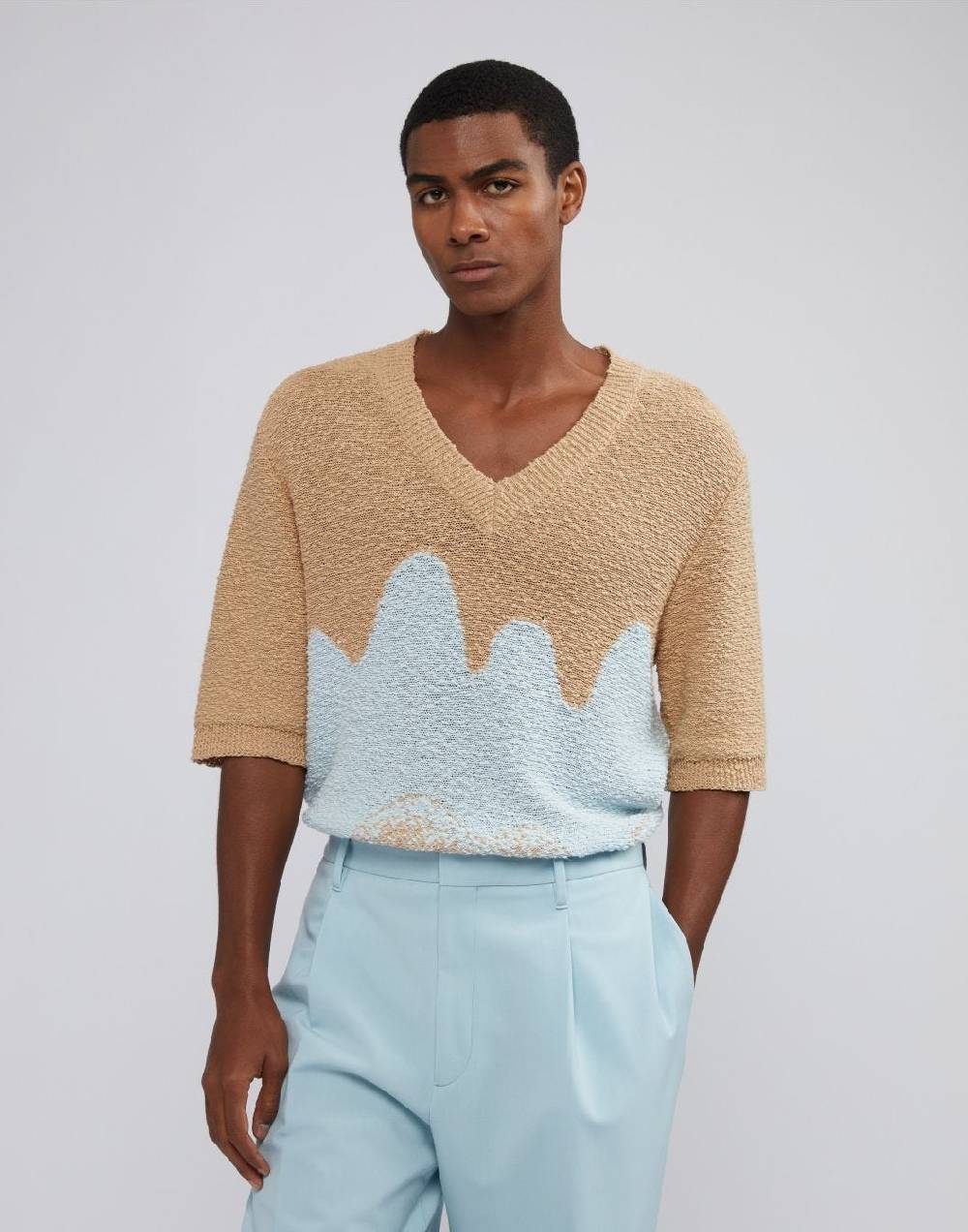 Lardini Maglia a mezza manica con intarsio jacquard Promozione