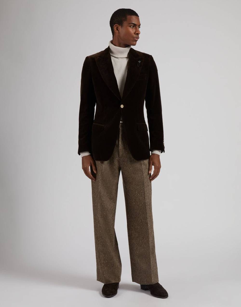 Lardini Giacca monopetto attitude in velluto liscio marrone Fino Al -60%