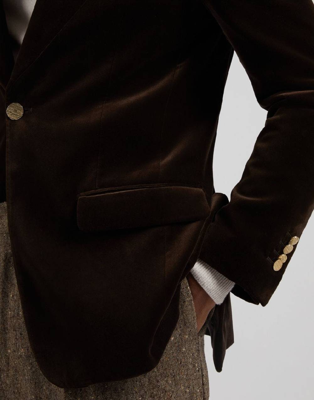 Lardini Giacca monopetto attitude in velluto liscio marrone Fino Al -60%