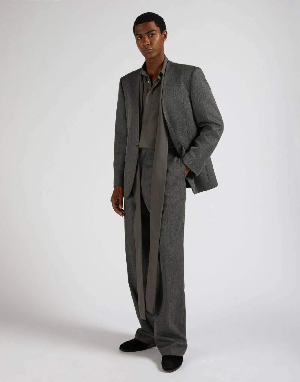 Lardini Giacca monopetto attitude senza rever in lana grigio-bianco Shopping Online