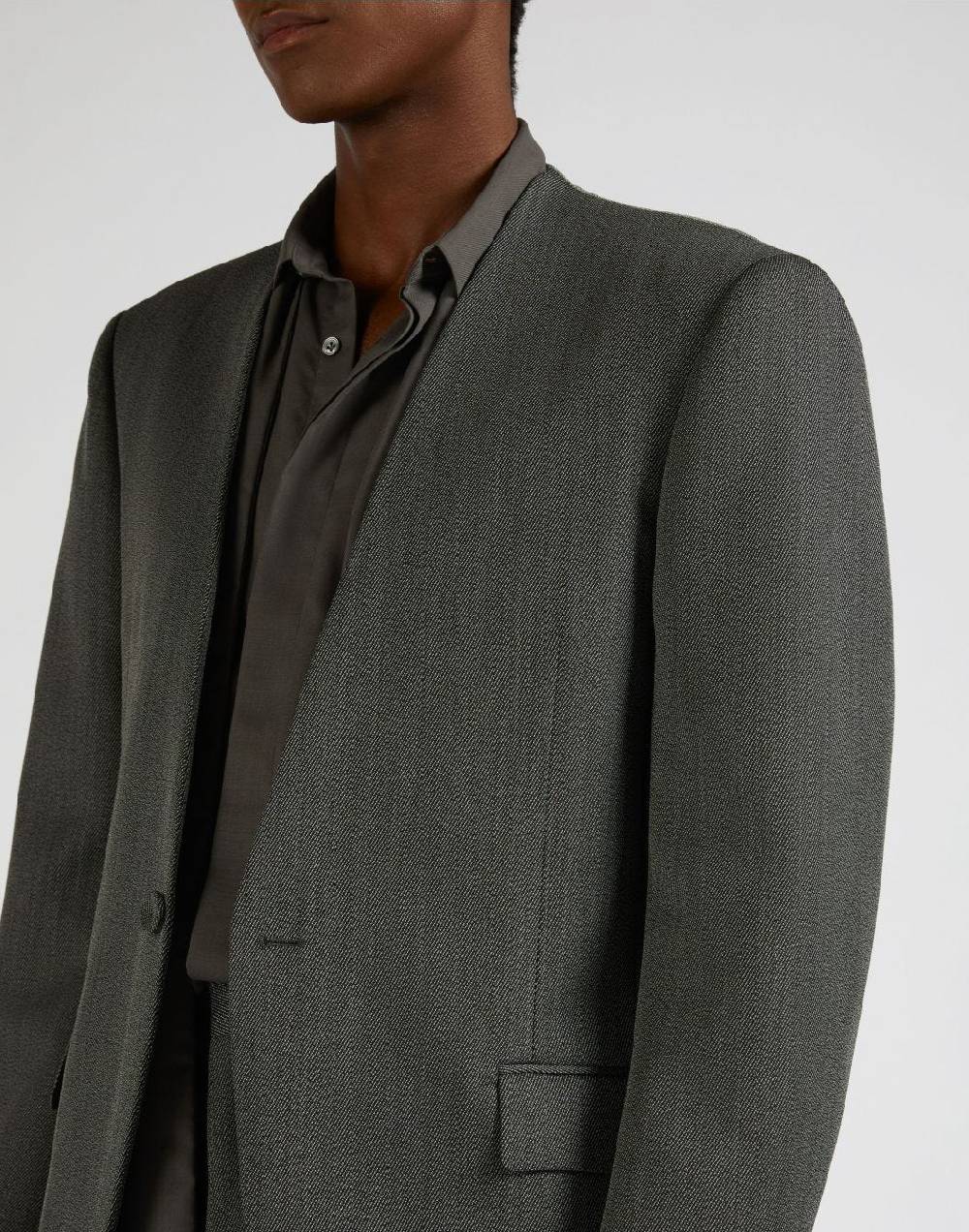 Lardini Giacca monopetto attitude senza rever in lana grigio-bianco Shopping Online