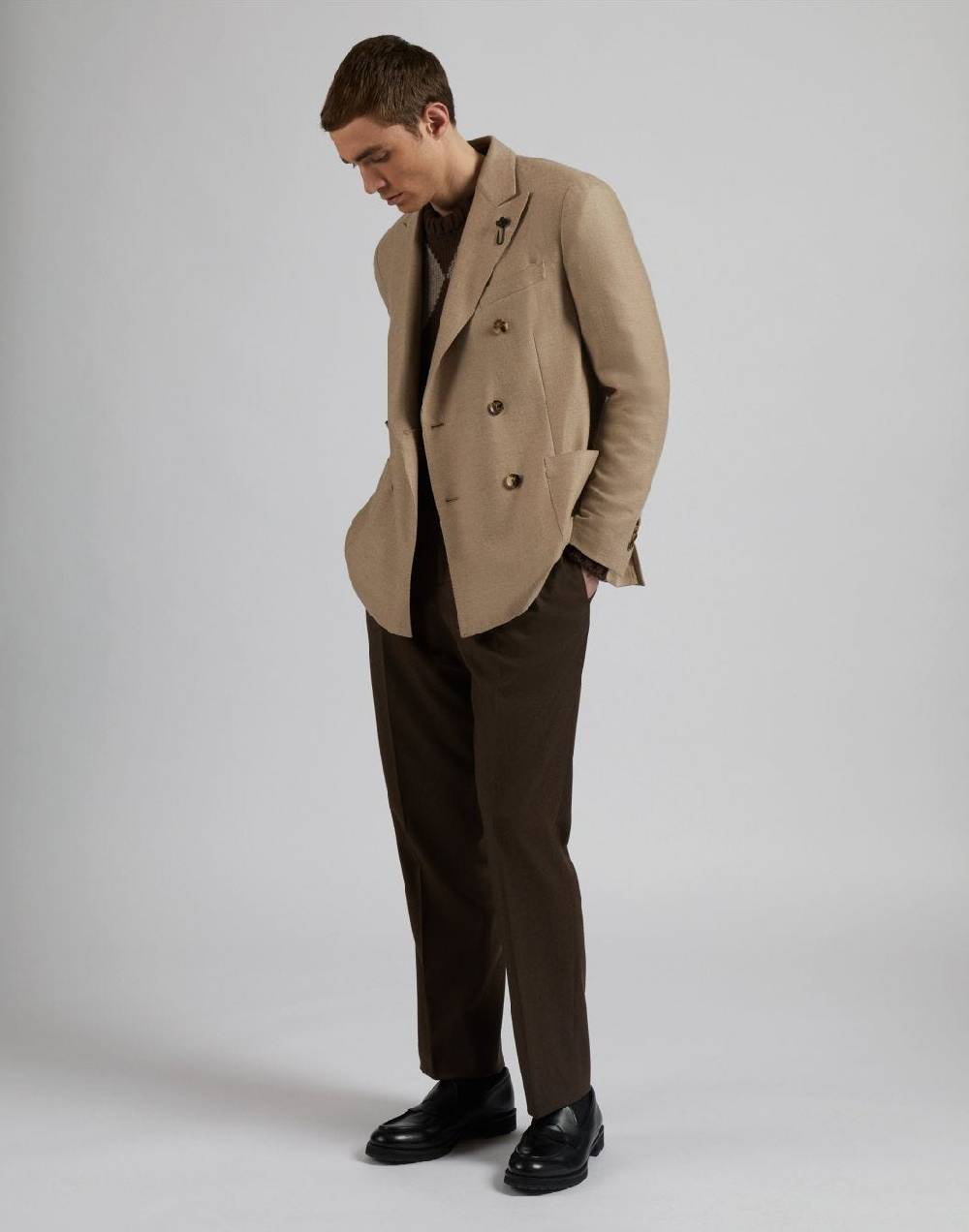 Lardini Giacca special line beige doppiopetto in cashmere natural stretch Prezzo Ridotto