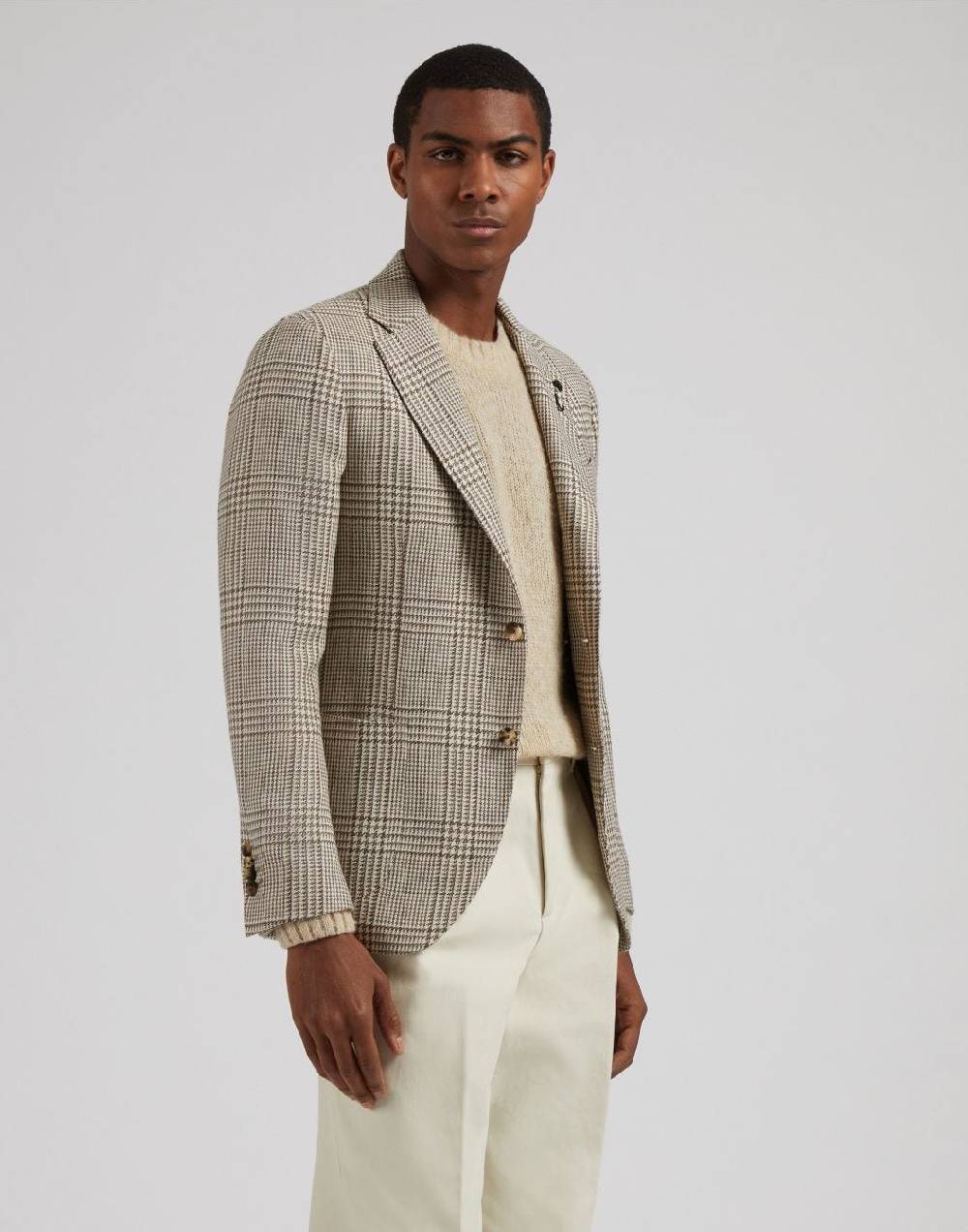 Lardini Giacca special line panna monopetto in lana, baby-alpaca e seta Presa