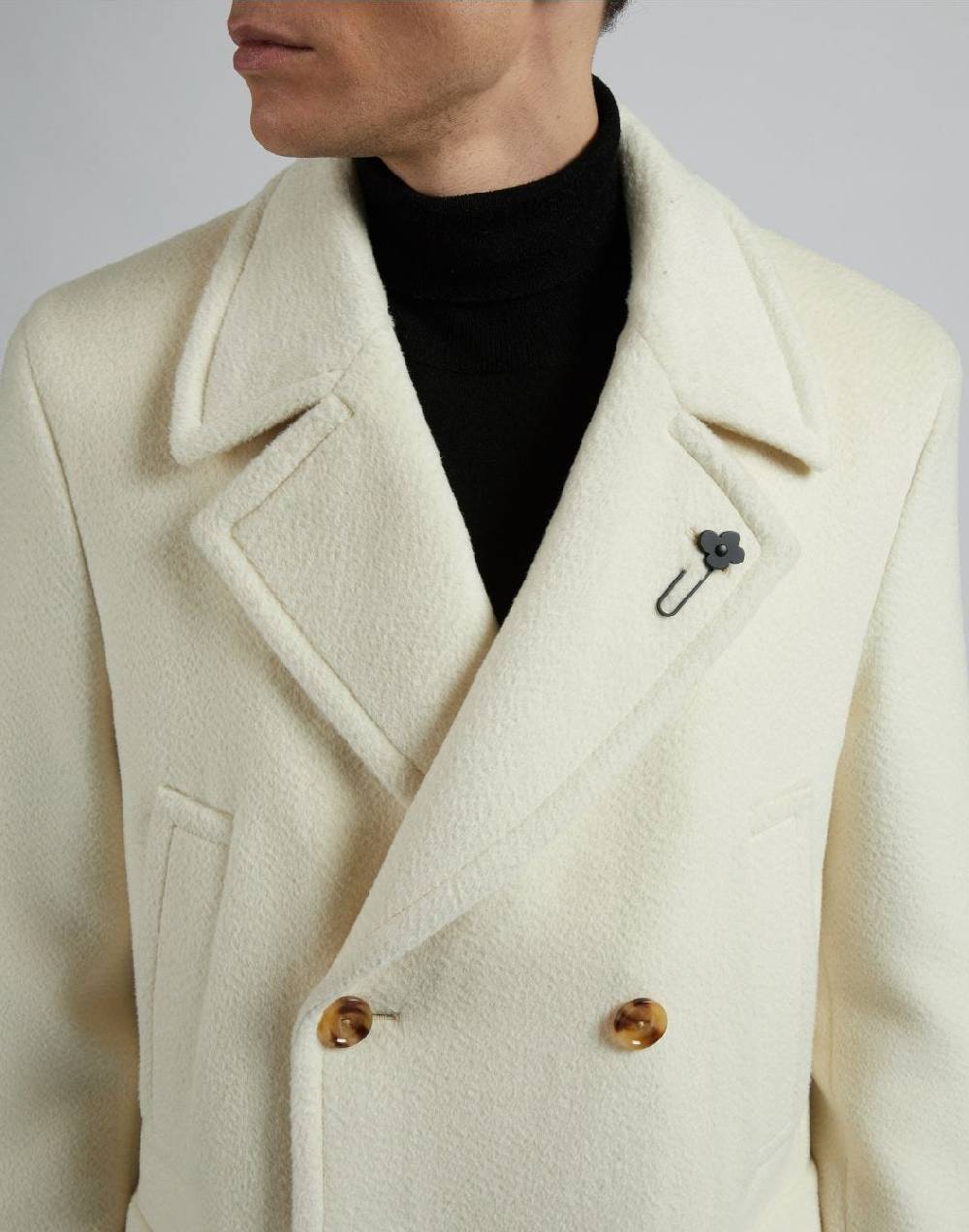 Lardini Cappotto doppiopetto panna in lana alpaca Offerta