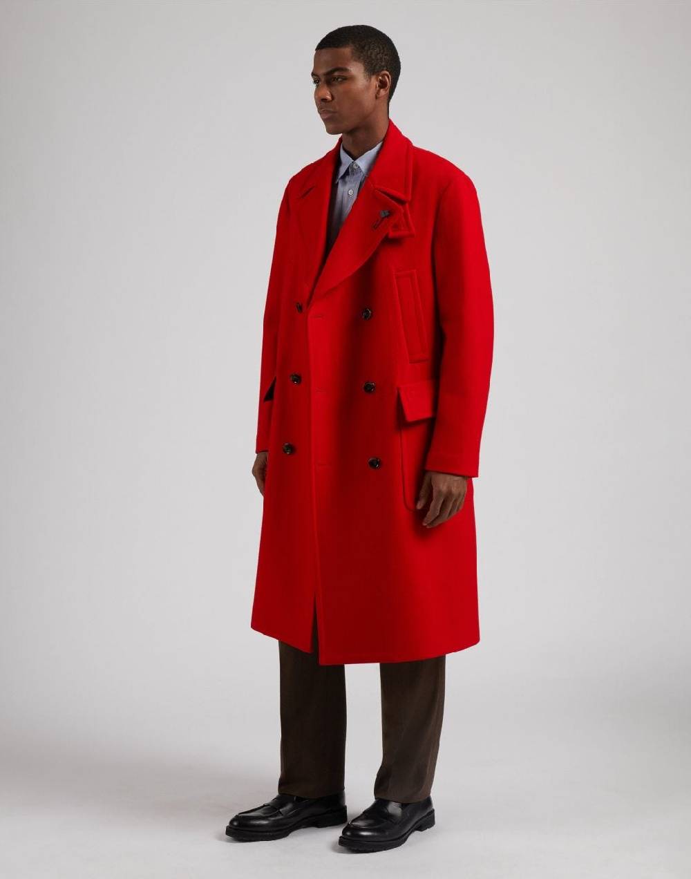 Lardini Cappotto doppiopetto rosso in tessuto misto lana Economico