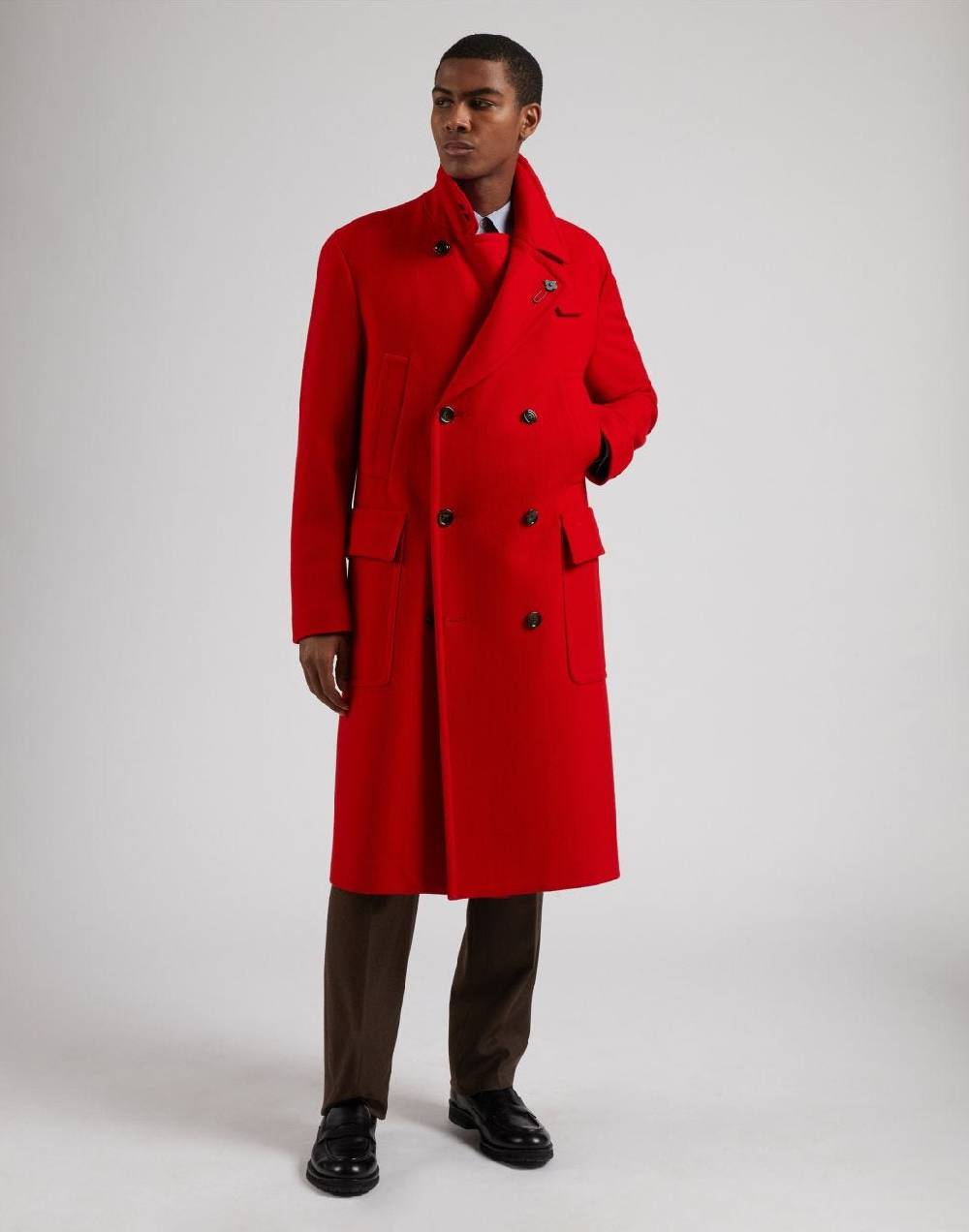 Lardini Cappotto doppiopetto rosso in tessuto misto lana Economico