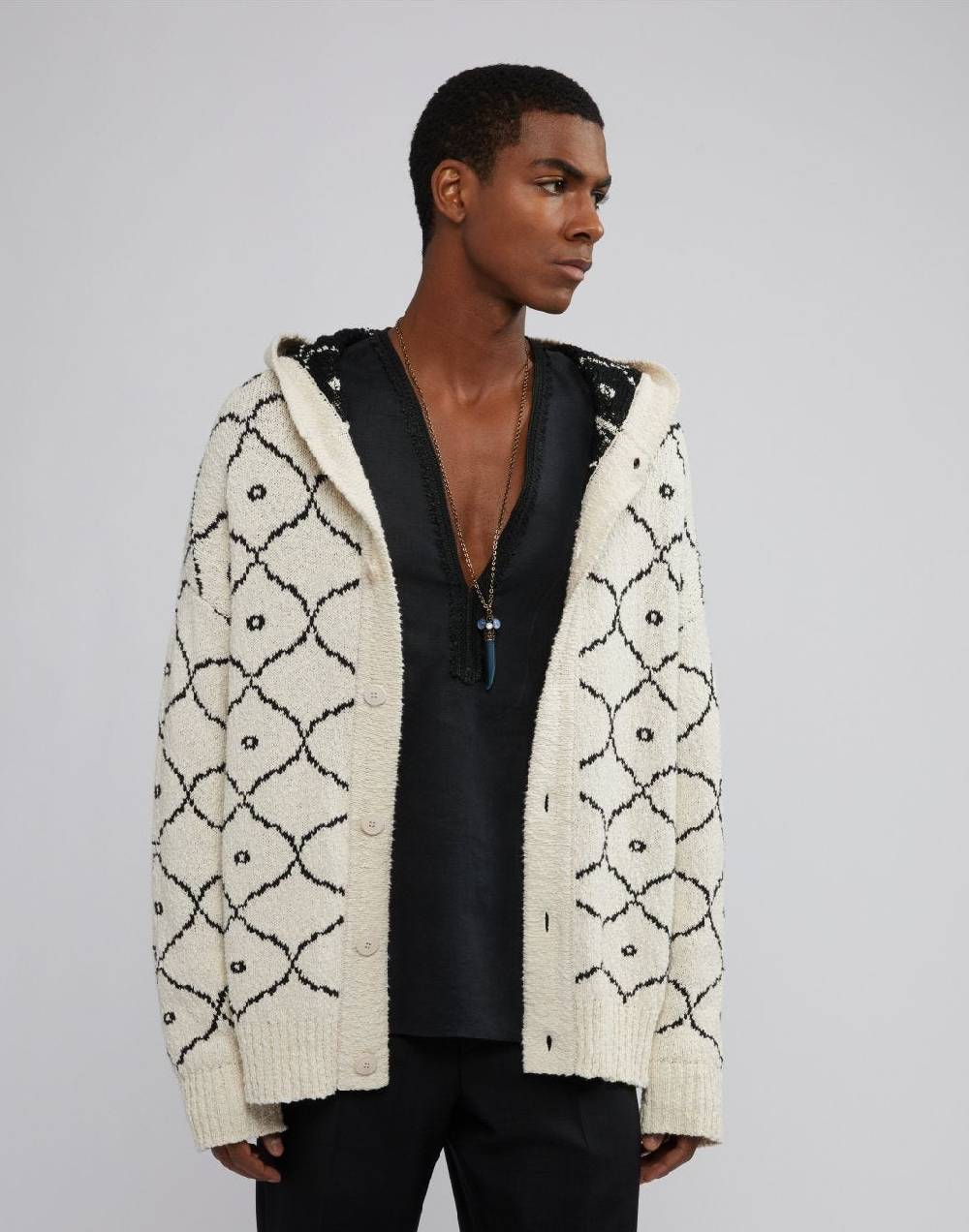 Lardini Cardigan in maglia con bottoni e cappuccio Online