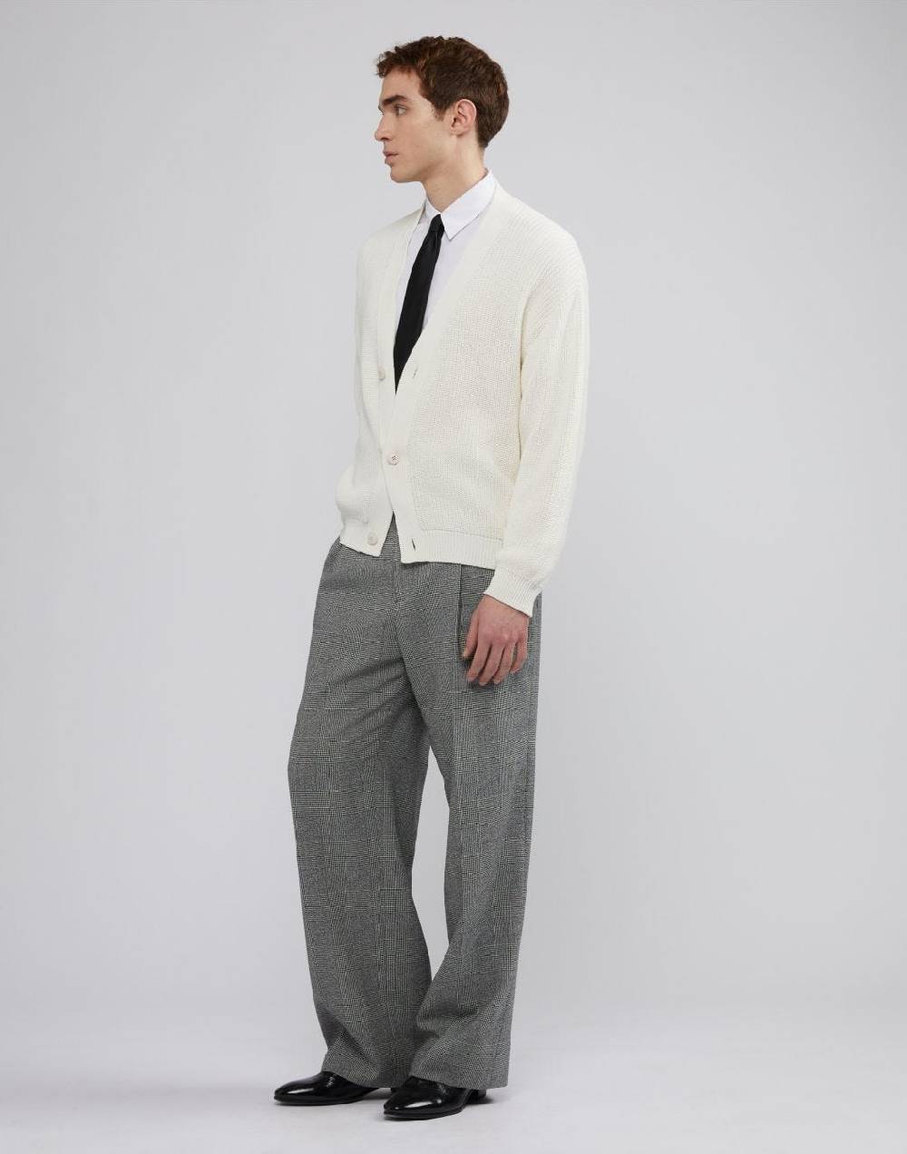 Lardini Cardigan bianco in cotone crêpe e lavorazione a coste In Vendita