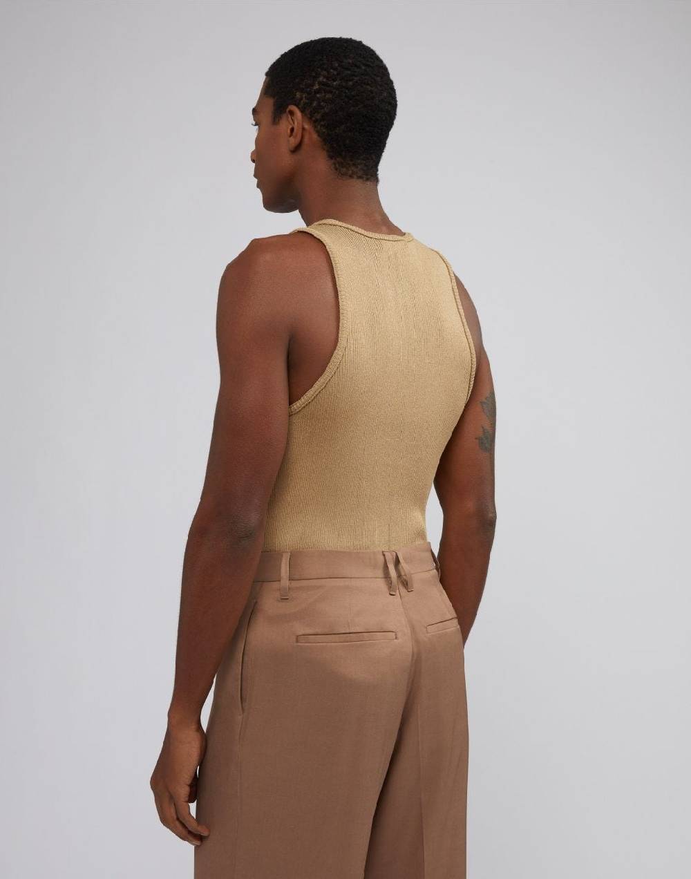 Lardini Canotta in maglia beige con costina Offerte