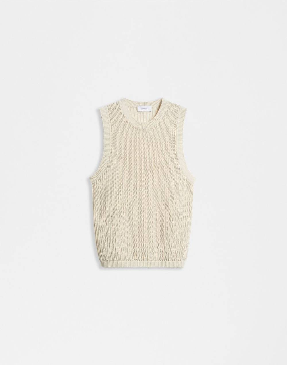 Lardini Canotta in maglia panna a coste traforata Hotsell