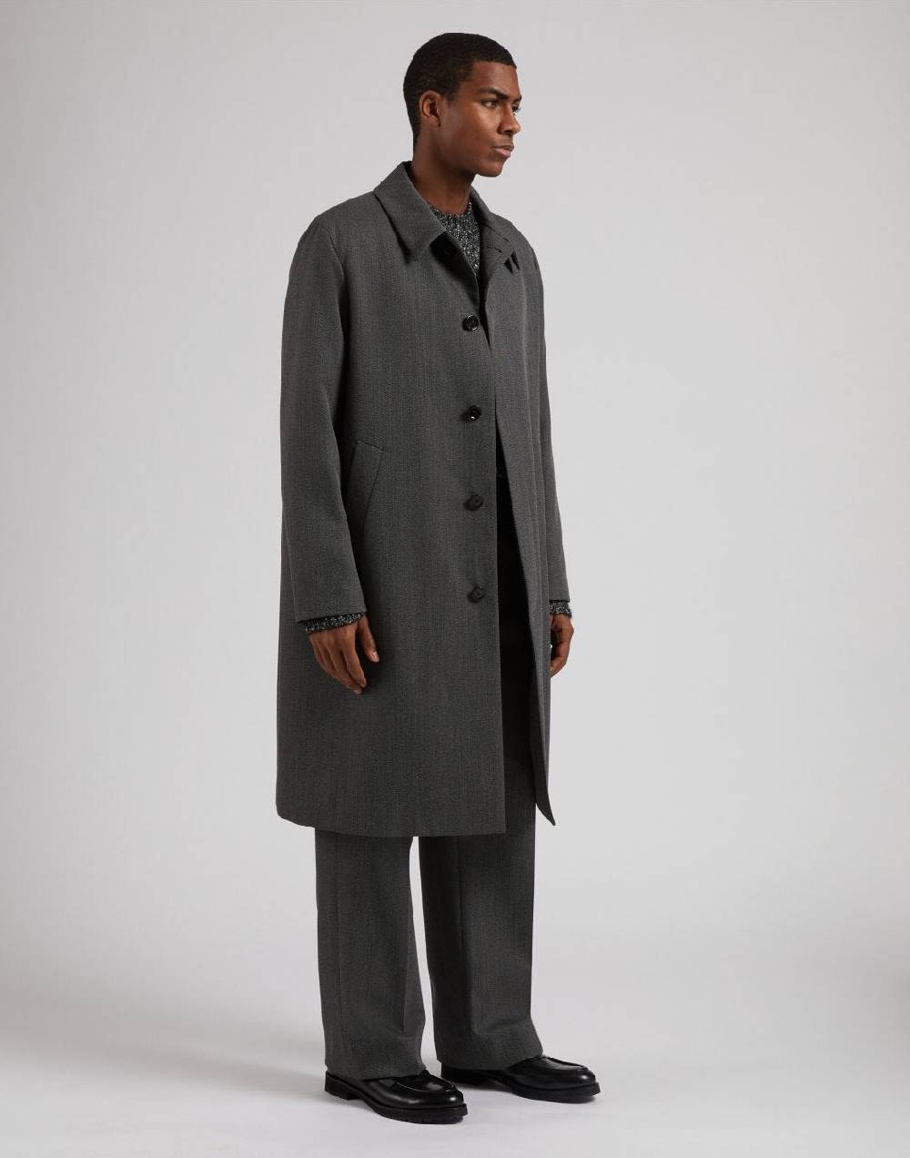 Lardini Cappotto monopetto grigio foderato con finta davanti Vendita Calda