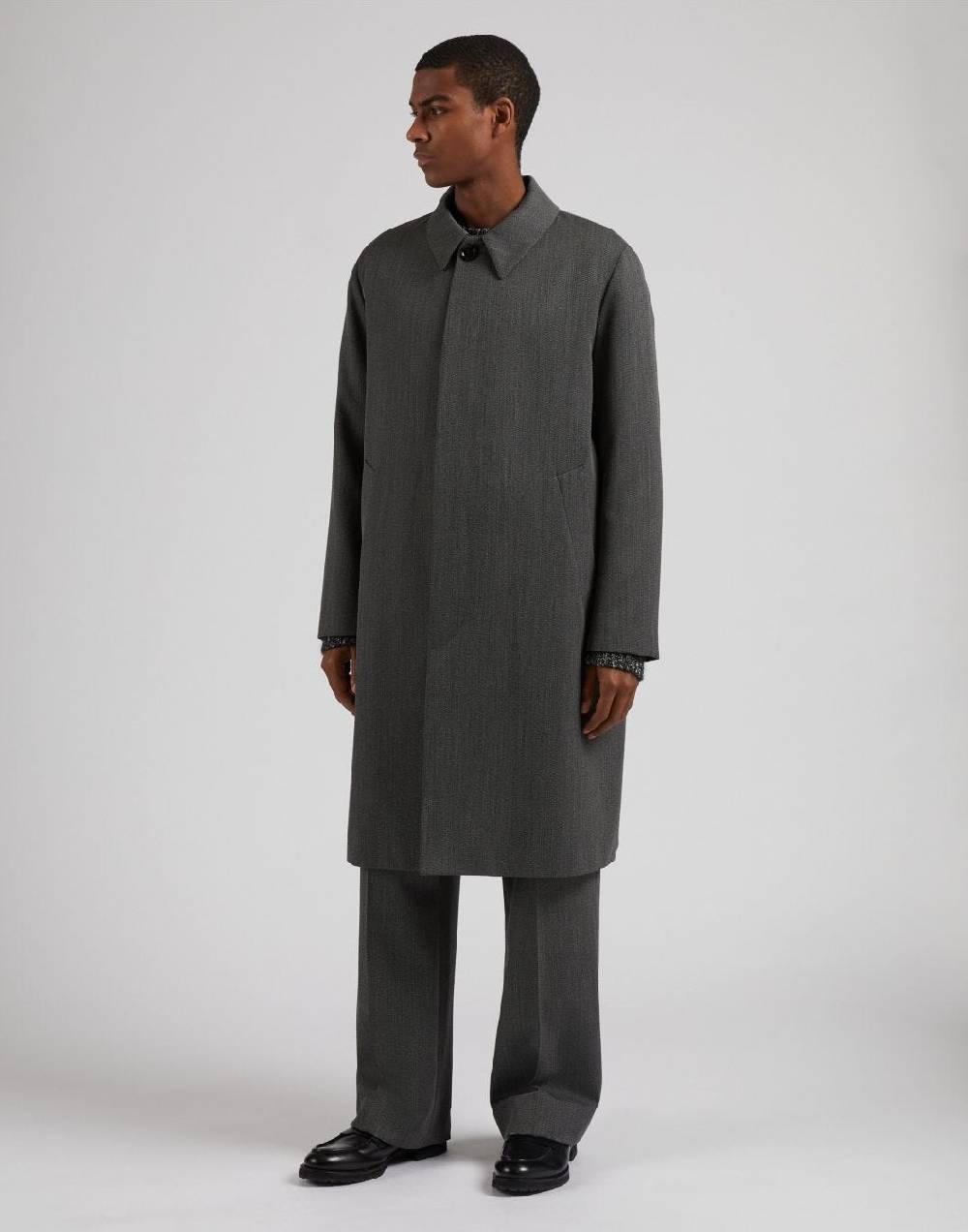 Lardini Cappotto monopetto grigio foderato con finta davanti Vendita Calda