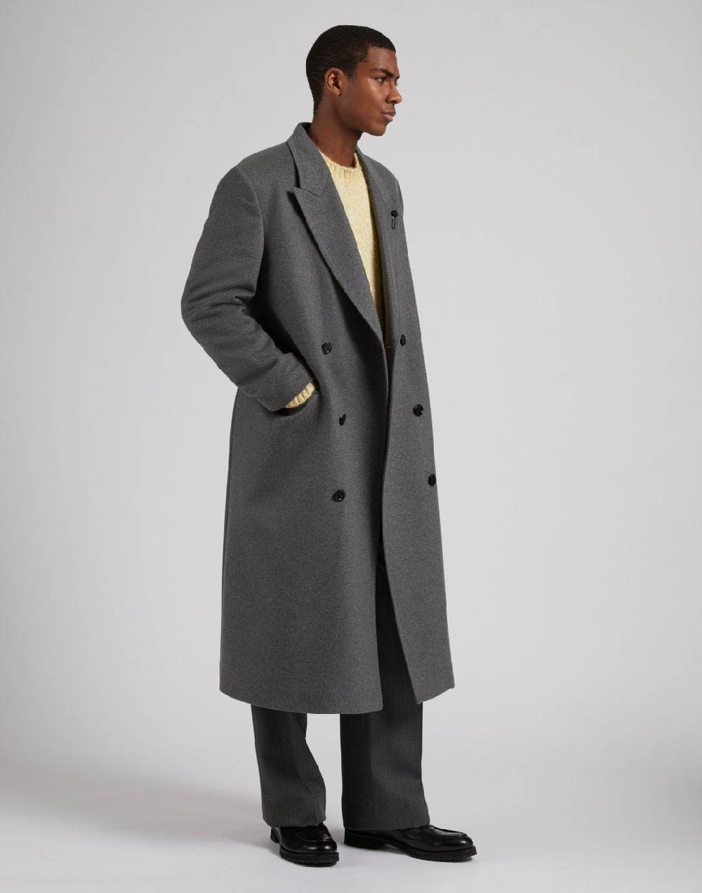 Lardini Cappotto doppiopetto grigio in puro cashmere riciclato Saldi