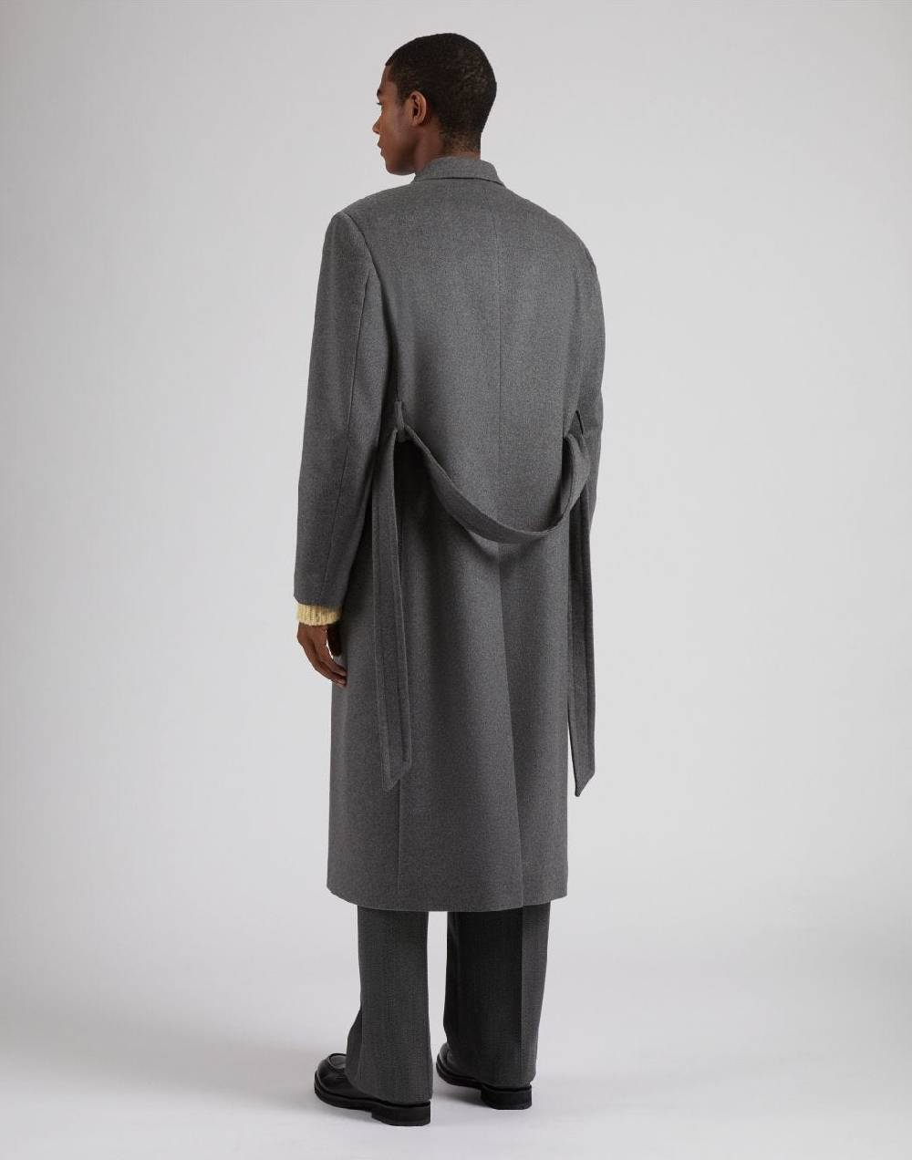 Lardini Cappotto doppiopetto grigio in puro cashmere riciclato Saldi