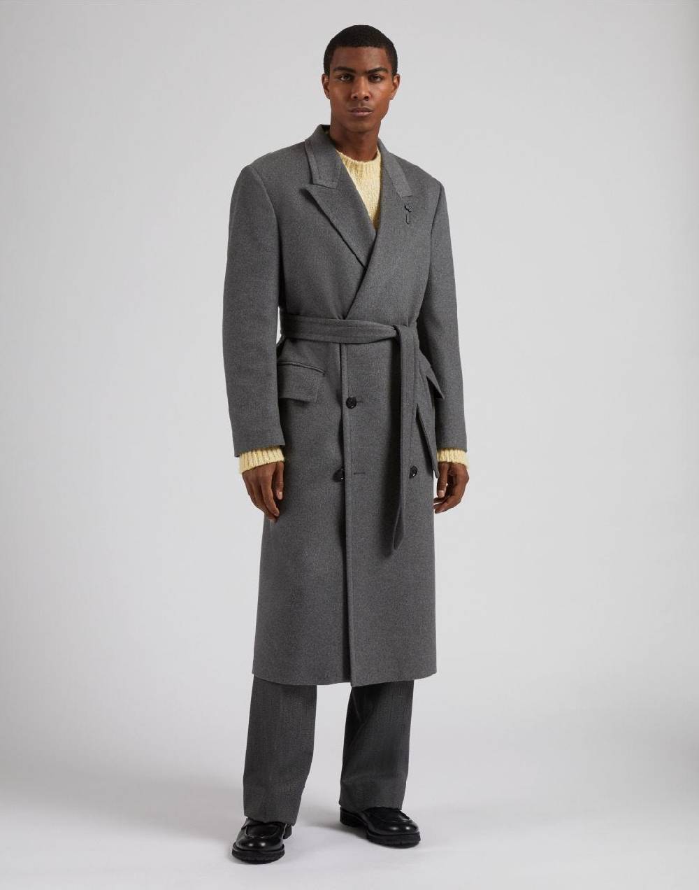 Lardini Cappotto doppiopetto grigio in puro cashmere riciclato Saldi