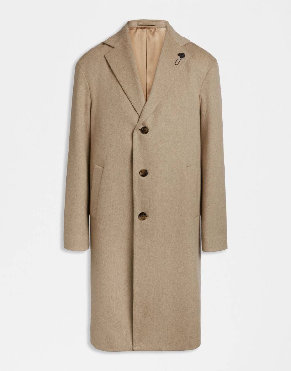 Lardini Cappotto monopetto beige in cashmere look beaver Saldi Di Fabbrica