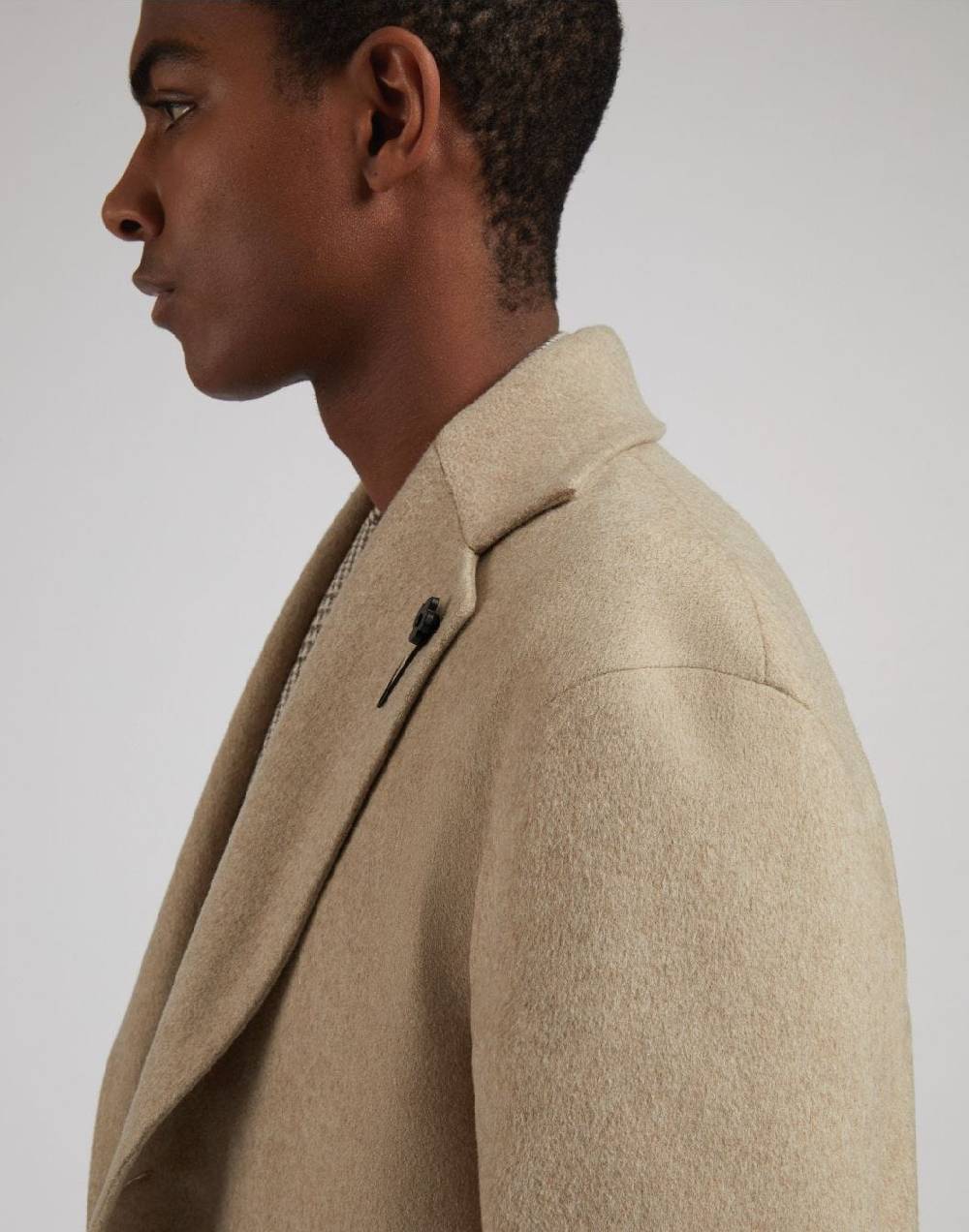 Lardini Cappotto monopetto beige in cashmere look beaver Saldi Di Fabbrica