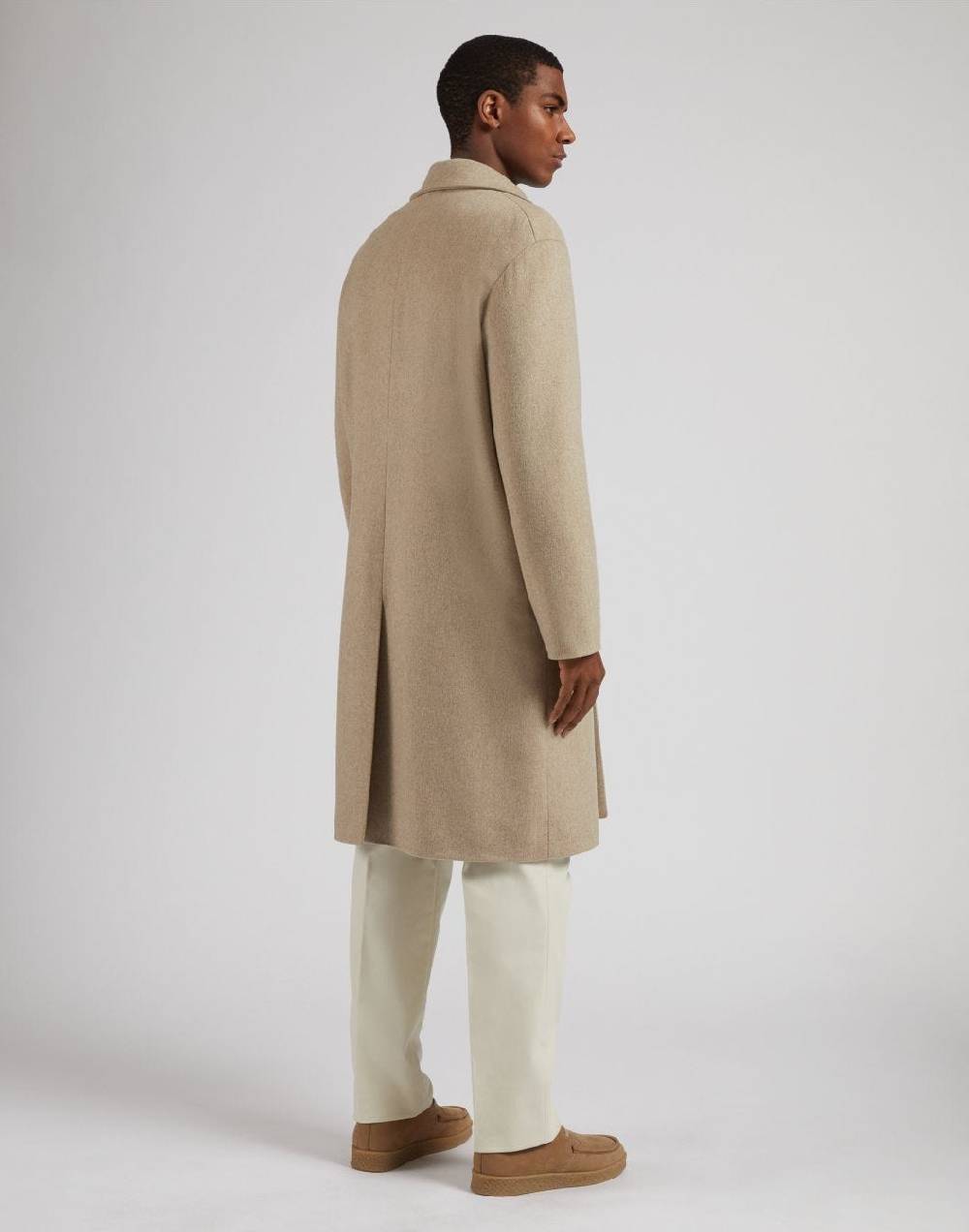 Lardini Cappotto monopetto beige in cashmere look beaver Saldi Di Fabbrica