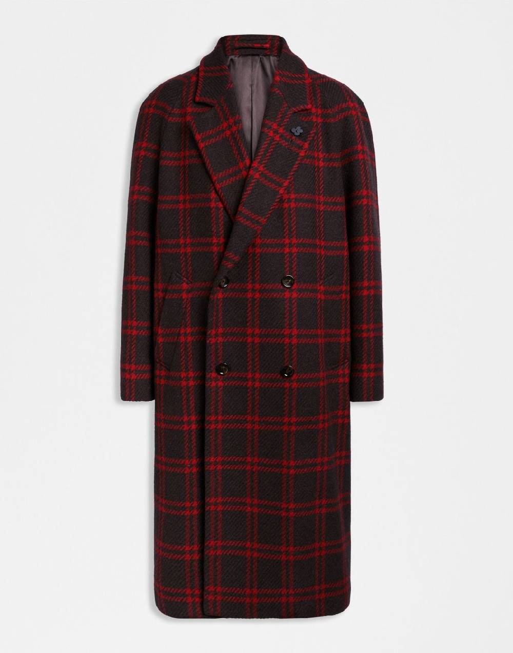 Lardini Cappotto doppiopetto maxi quadro in lana inglese shetland Vendite Flash