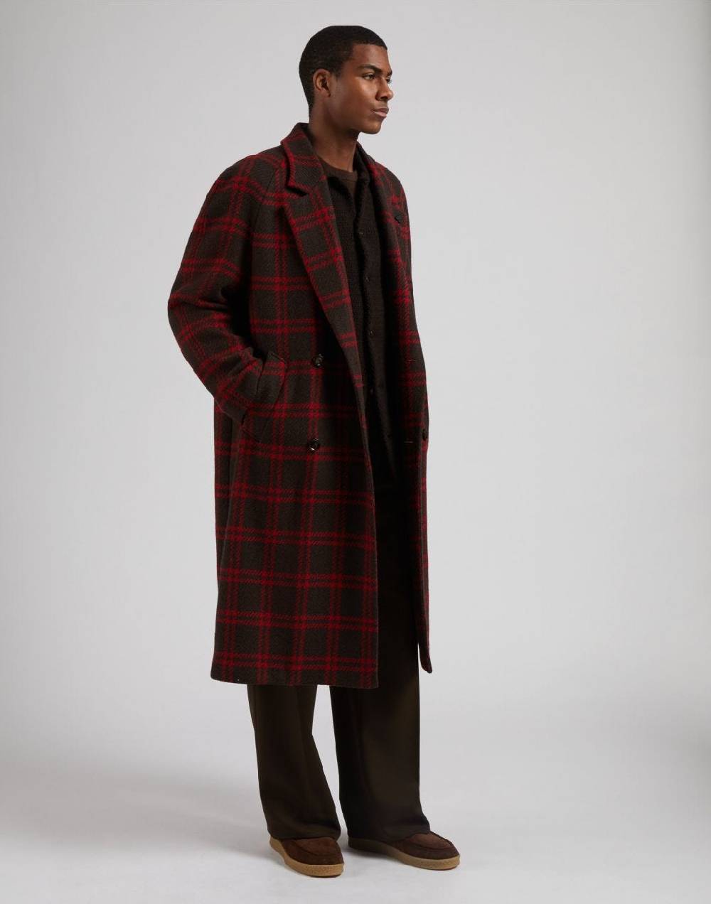 Lardini Cappotto doppiopetto maxi quadro in lana inglese shetland Vendite Flash