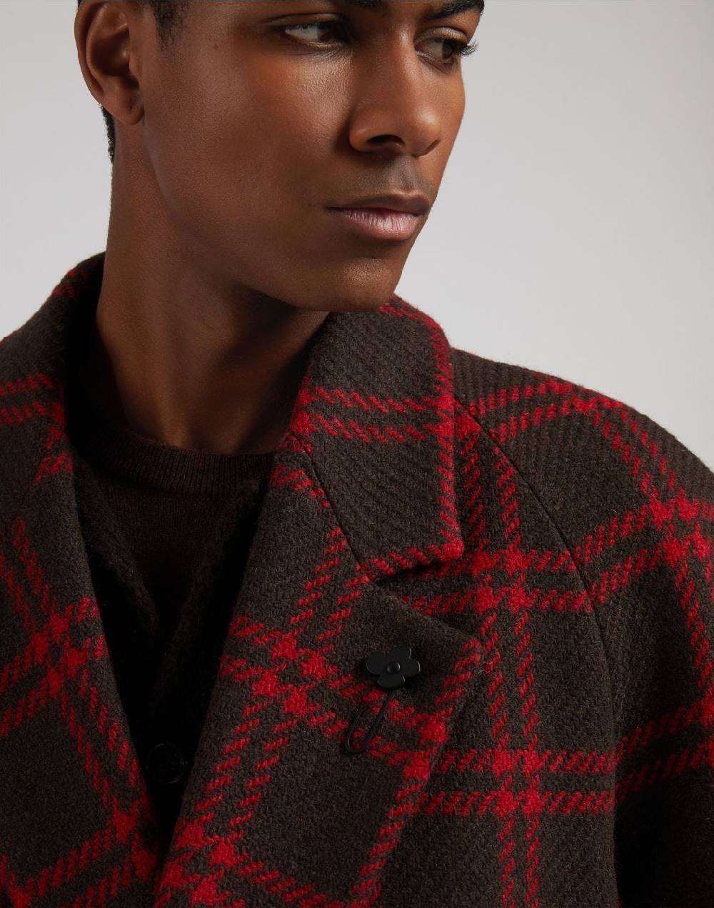 Lardini Cappotto doppiopetto maxi quadro in lana inglese shetland Vendite Flash