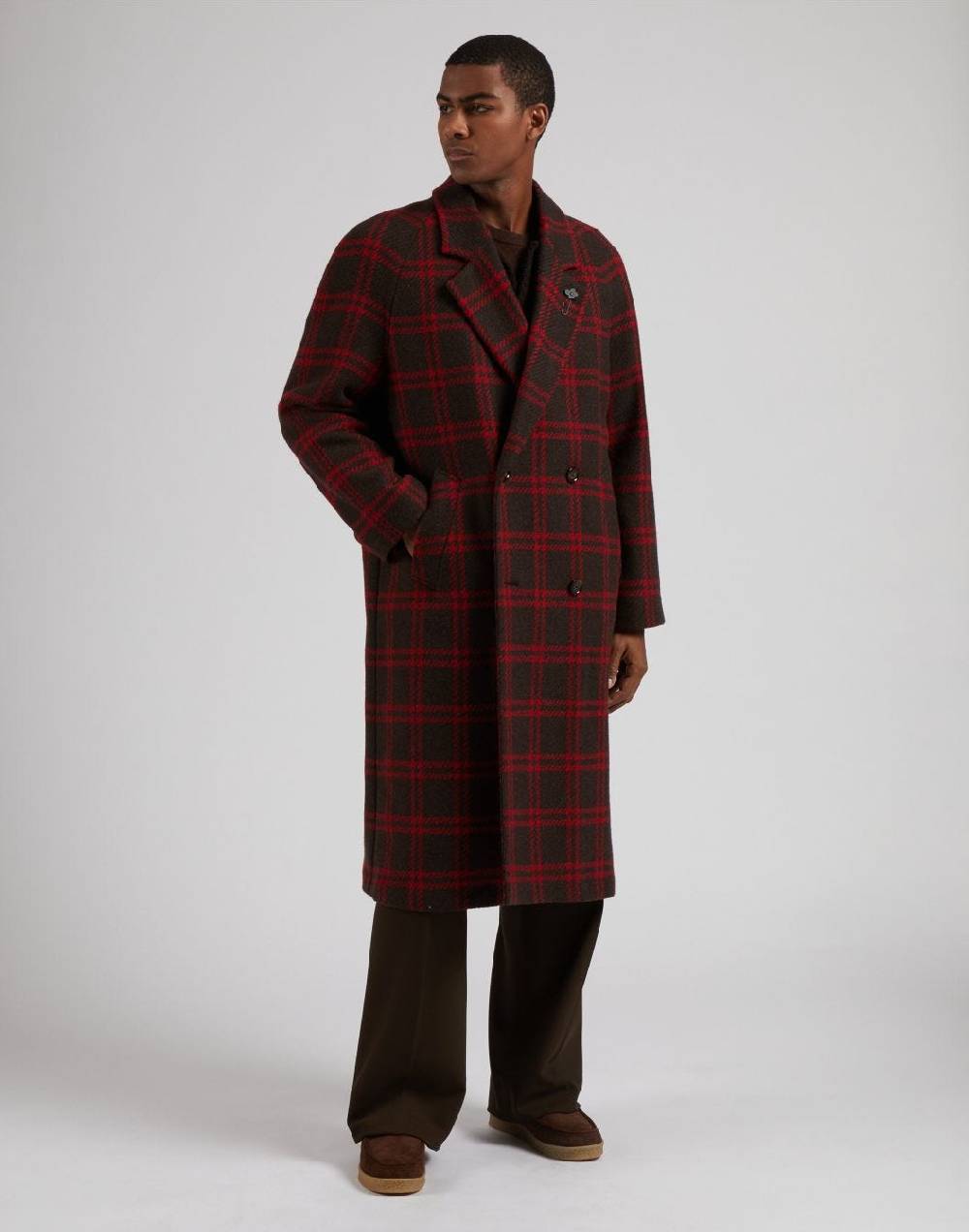 Lardini Cappotto doppiopetto maxi quadro in lana inglese shetland Vendite Flash