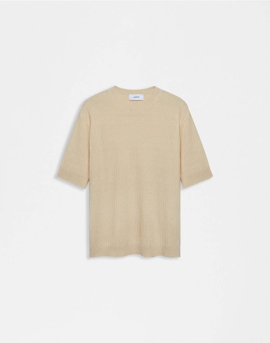 Lardini T-shirt panna in lino e cotone con lavorazione a coste