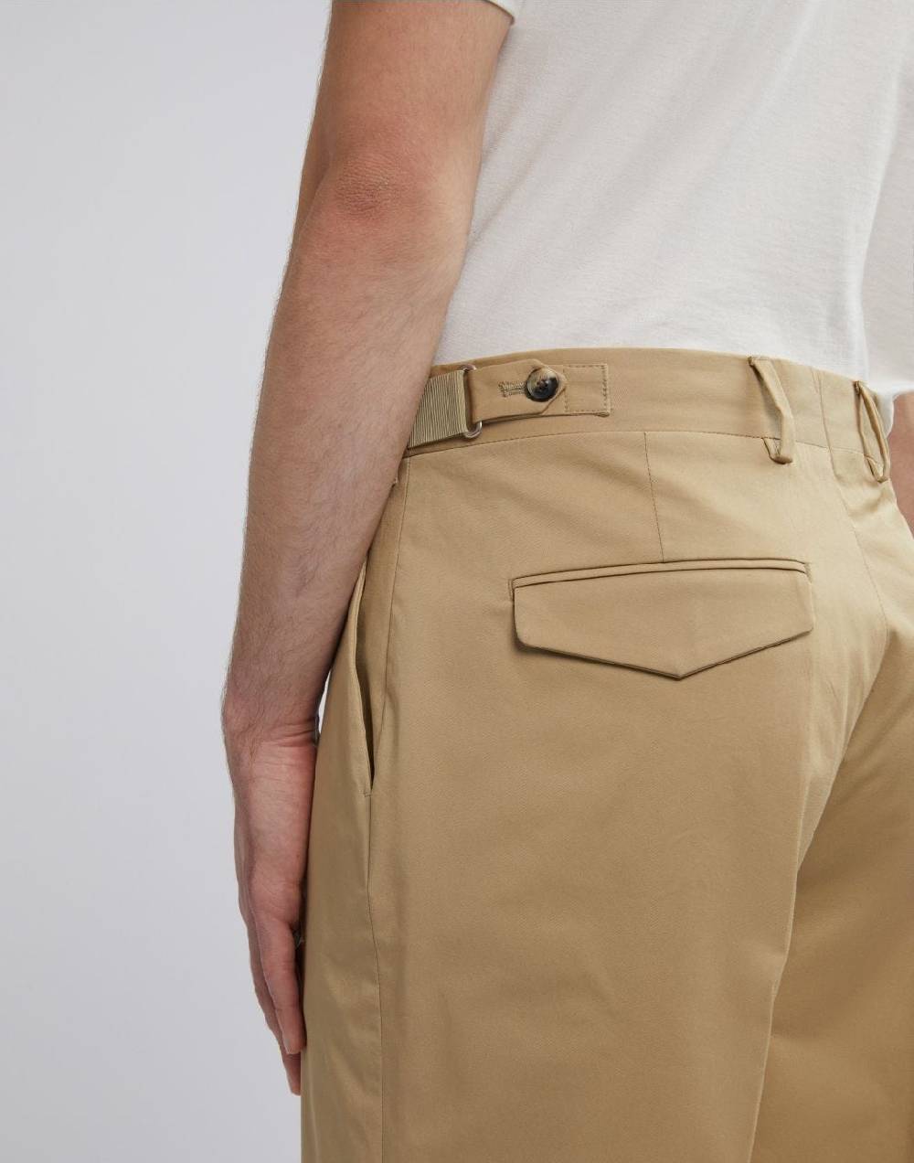 Lardini Pantalone nocciola senza pinces in drill di cotone stretch In Saldo