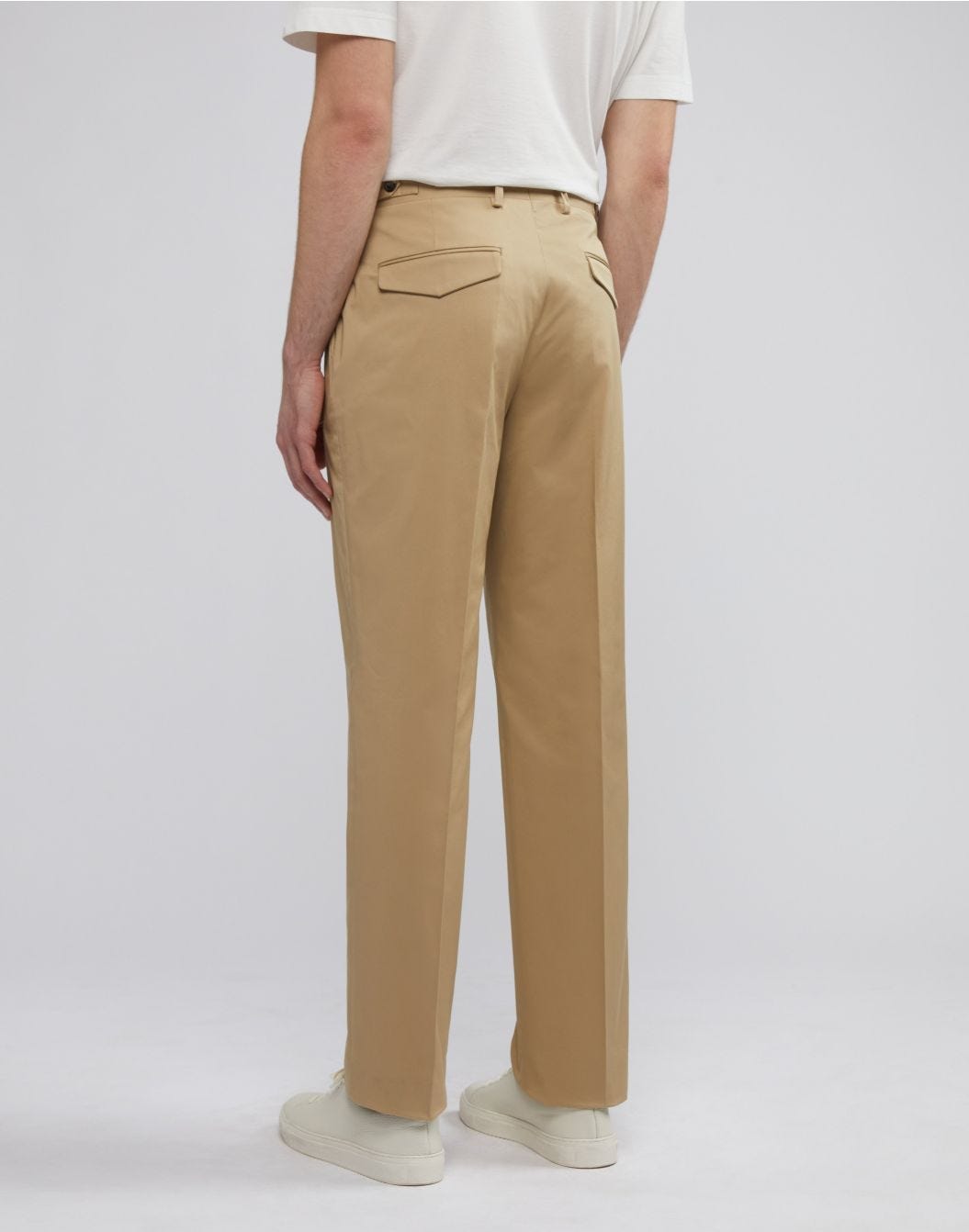 Lardini Pantalone nocciola senza pinces in drill di cotone stretch In Saldo