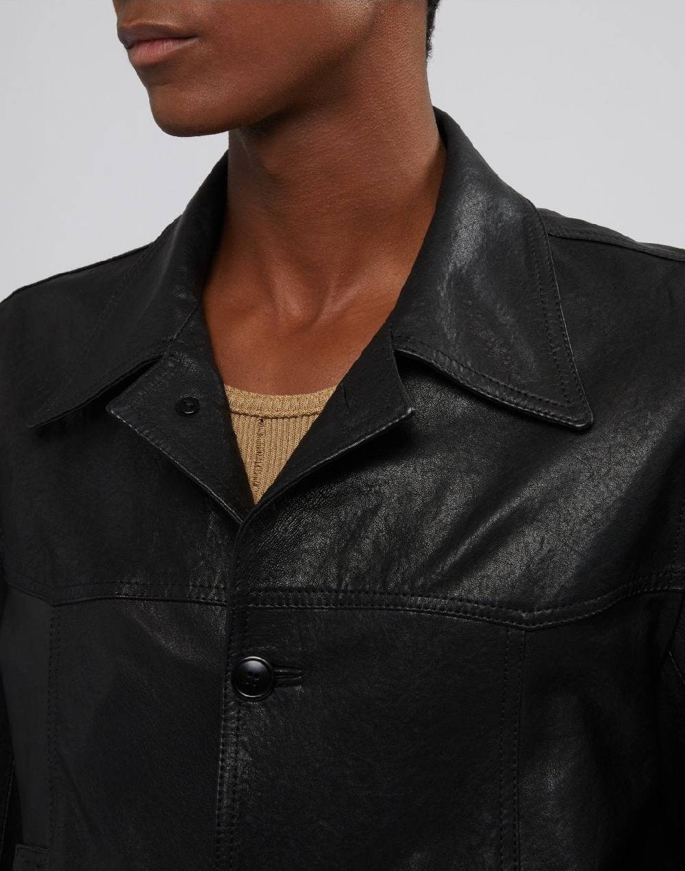Lardini Giubbino in pelle nera foderato Moda