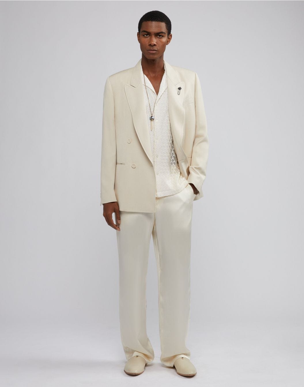 Lardini Camicia bianca in macramè con disegno geometrico Offerta