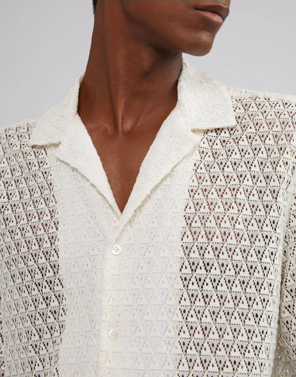 Lardini Camicia bianca in macramè con disegno geometrico Offerta
