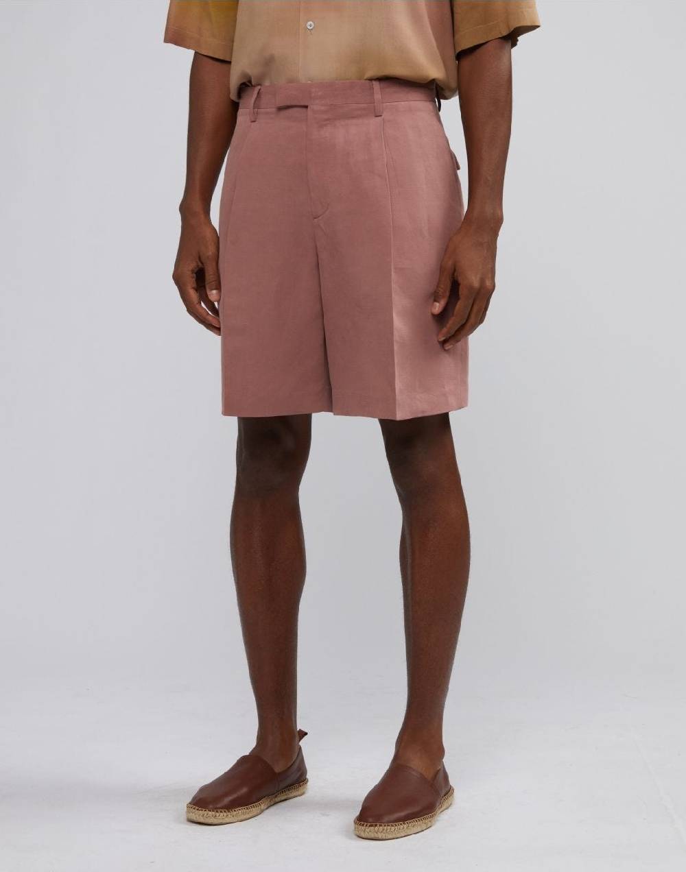 Lardini Bermuda comfort lungo in lino e micro tencel rosa Vendita Economica