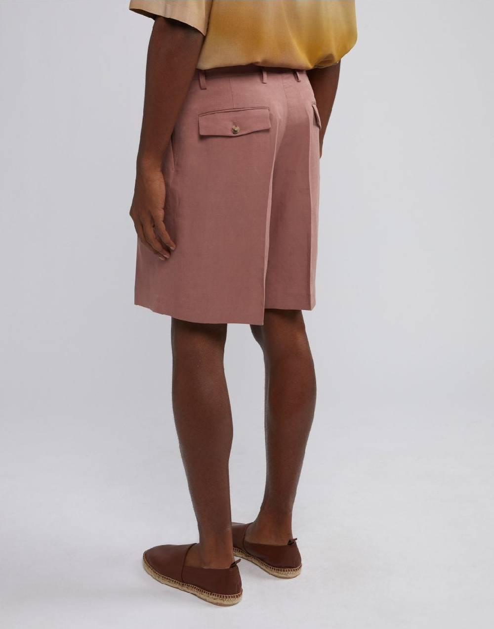 Lardini Bermuda comfort lungo in lino e micro tencel rosa Vendita Economica