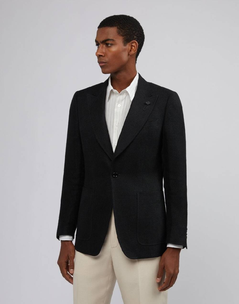 Lardini Giacca monopetto attitude nera in lino Vendite Flash
