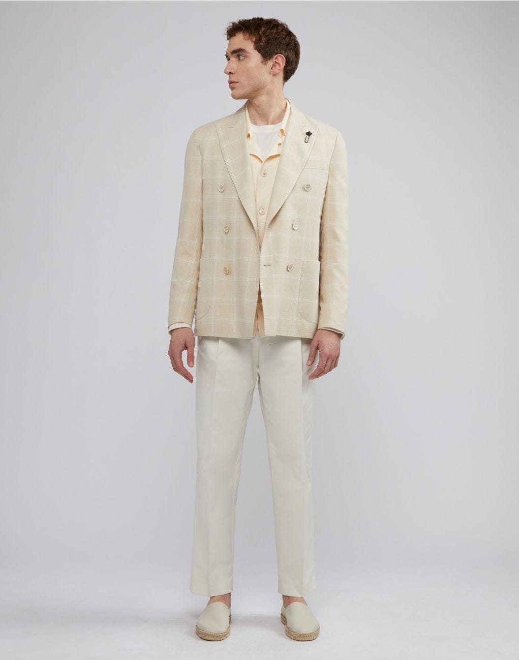 Lardini Pantalone beige in drill di cotone stretch Negozio