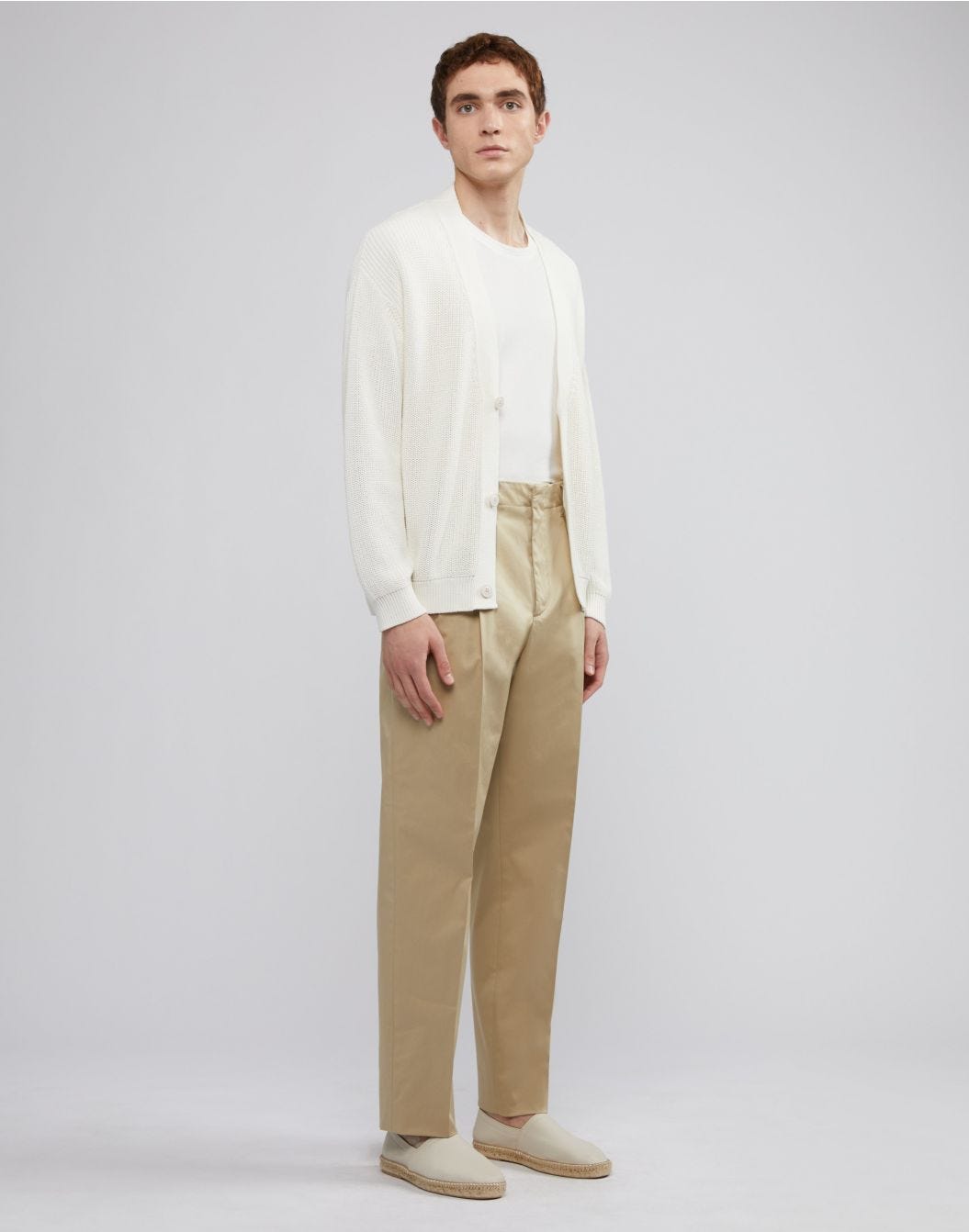 Lardini Pantalone beige in satin stretch di cotone In Saldo