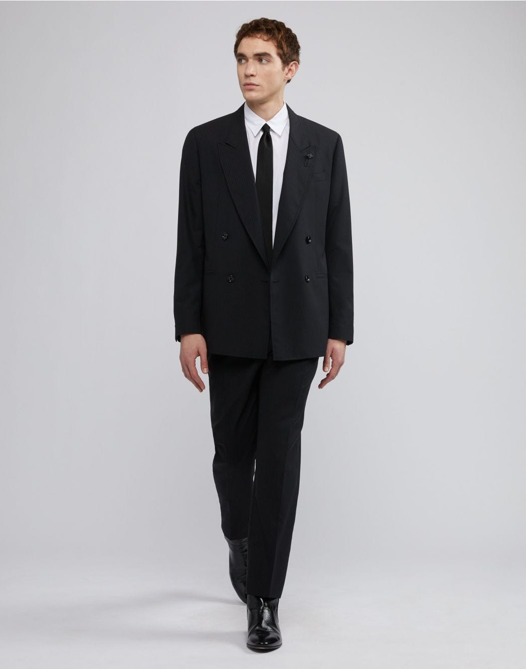 Lardini Giacca doppiopetto attitude nera con gessatura a contrasto Moda