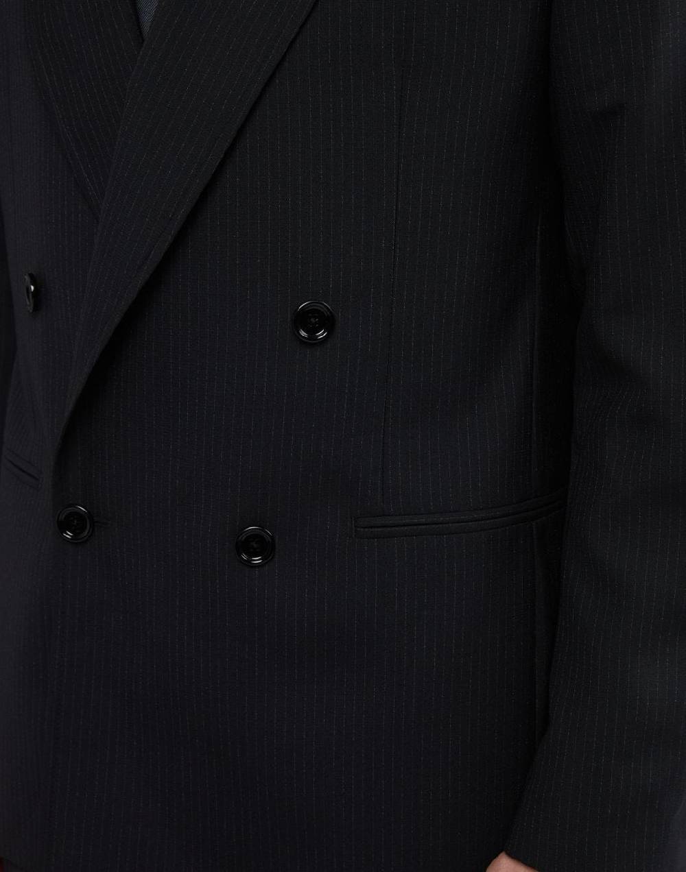 Lardini Giacca doppiopetto attitude nera con gessatura a contrasto Moda
