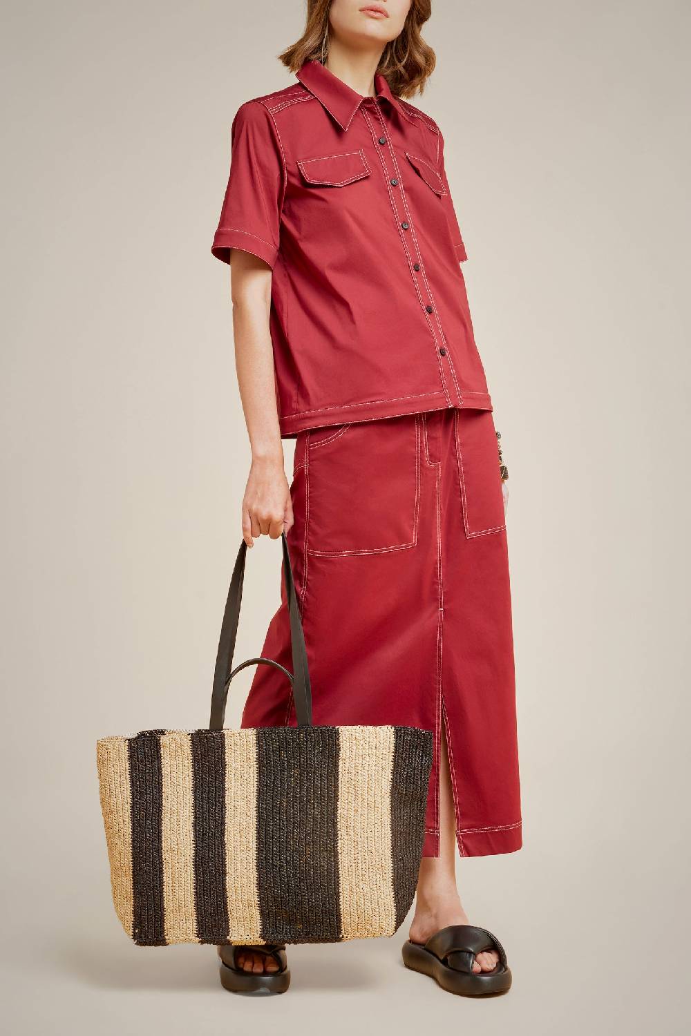 Liviana Conti MAXI TOTE A RIGHE S4AA4SA84A15-Y.NR Italia