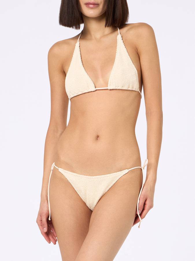 Mc2 Saint Barth Woman cream crinkle triangle bikini Guiana Marielle Outlet