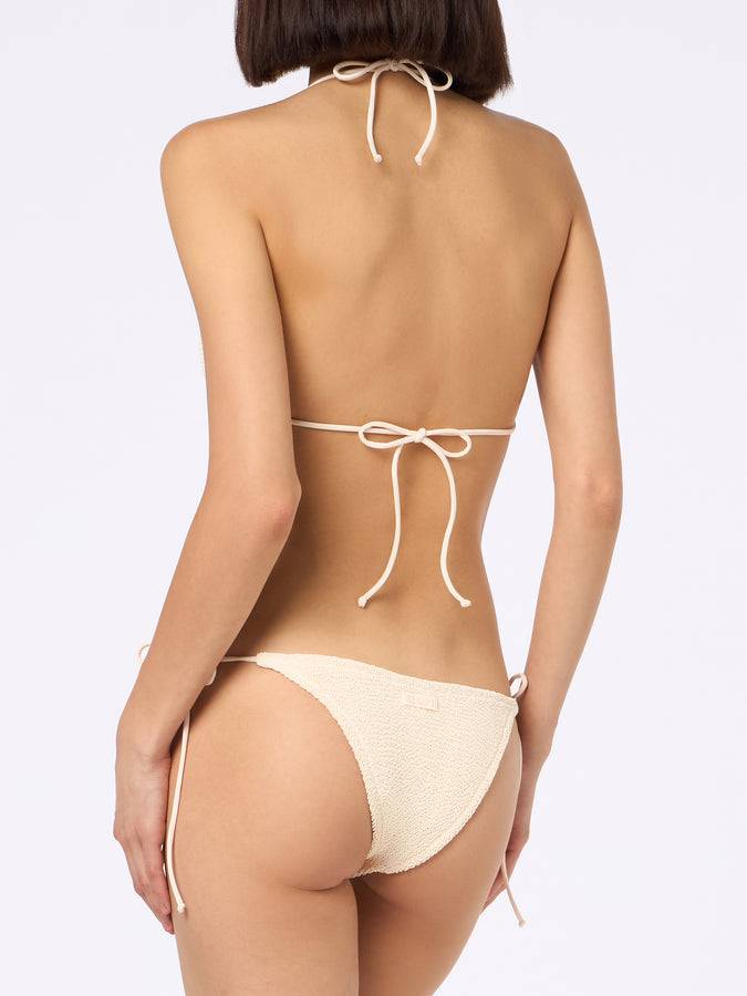 Mc2 Saint Barth Woman cream crinkle triangle bikini Guiana Marielle Outlet