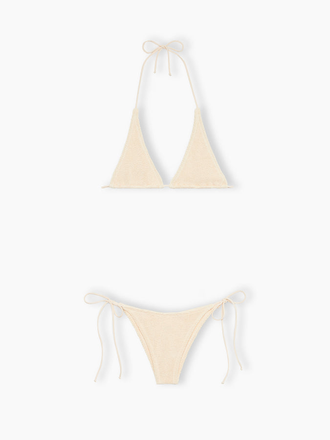Mc2 Saint Barth Woman cream crinkle triangle bikini Guiana Marielle Outlet