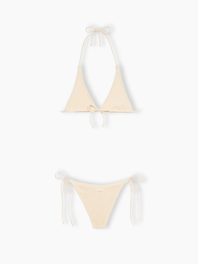 Mc2 Saint Barth Woman cream crinkle triangle bikini Guiana Marielle Outlet