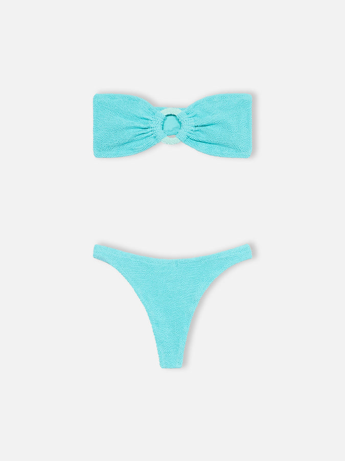 Mc2 Saint Barth Bikini donna a fascia verde acqua stropicciato Yulia Naomi Saldi