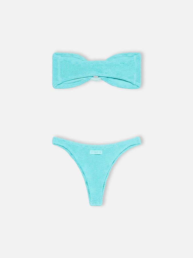 Mc2 Saint Barth Bikini donna a fascia verde acqua stropicciato Yulia Naomi Saldi